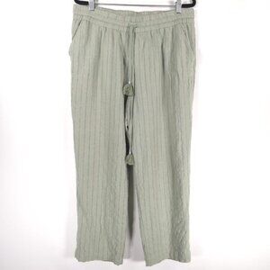 Soft Surroundings LINEN Blend Straight Leg Elastic‎ Waist Drawstring Pants LARGE